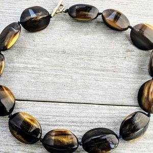 Chunky brown knotted bead choker